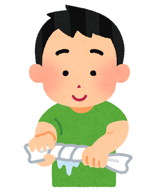 絞る様子のイラスト